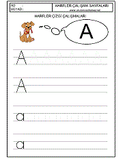 okul öncesi harfler çizgi çalışması